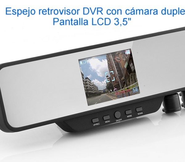 Cámara doble en retrovisor monitor LCD de 3,5”con DVR Integrado, modelo EL-I233