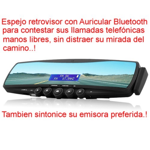 Espejo retrovisor /radio Bluetooth/ repetidor teléfono Bluetooth/ manos libres Modelo. EL-957-N1